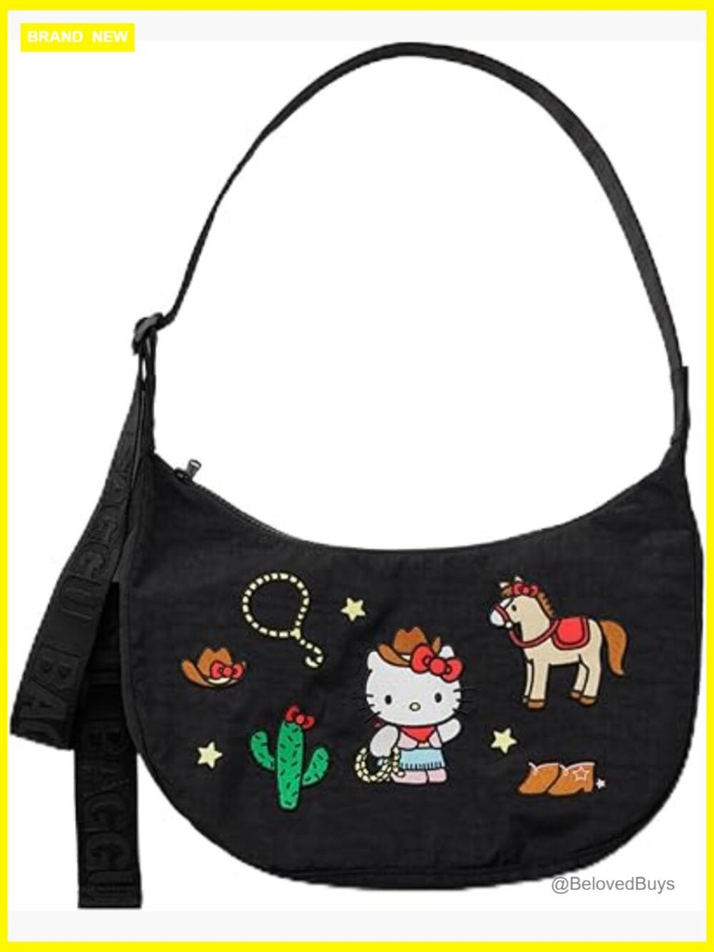 Medium Nylon Crescent Crossbody Bag Hobo Adjustable Strap Machine Washable